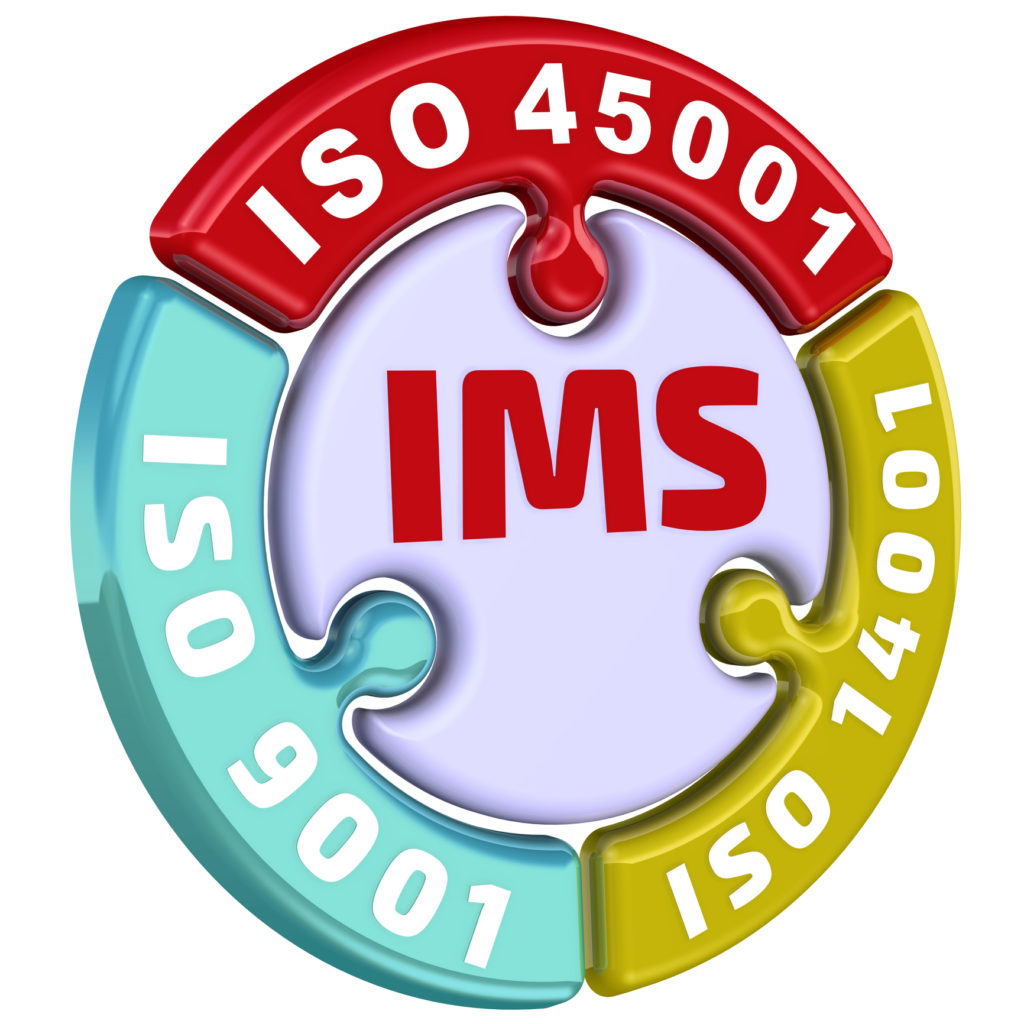 IMS. ISO Integrated Management System. The check mark in the form of a puzzle